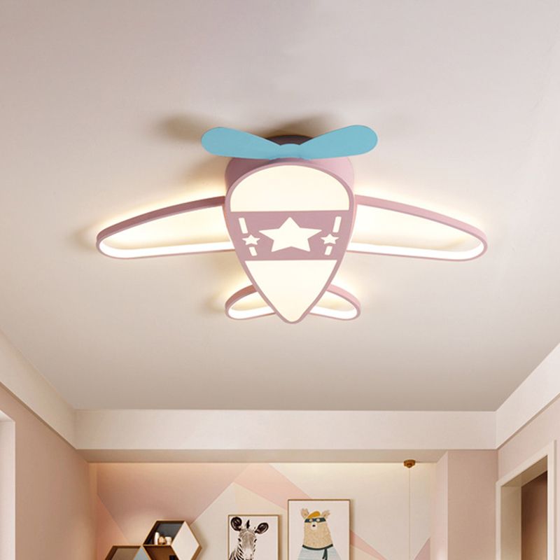 Valentina Moderne LED Plafonnier Bleu Rose Métal Acrylique Salon