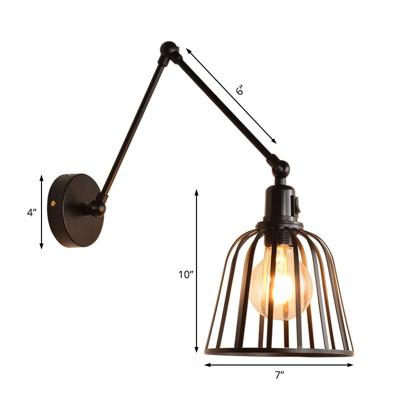 Silva Applique Murale Orientable Industrielle, Métal, Noir, Salon