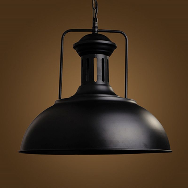 Silva Suspension Dôme Industrielle, Métal, Noir/Noir Blanc/Rouille, Salon