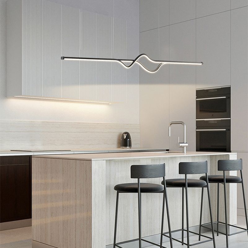 Arisha Suspension Linéaire Minimaliste, Noir/Blanc/Gris, Salon