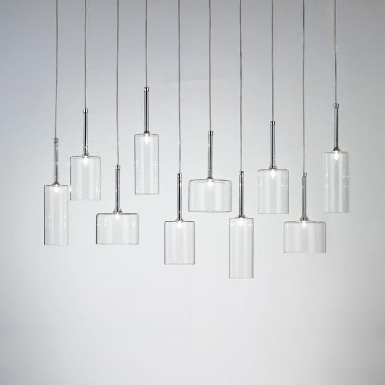 Valentina Lustre Suspension Moderne Minimaliste Verre Clair/Gris Bar
