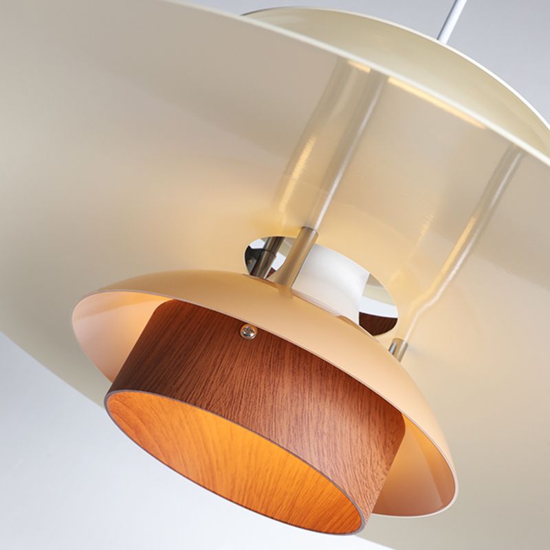 Valentina Suspension Bol Moderne, Métal, Blanc/Bois/Marron, Salon