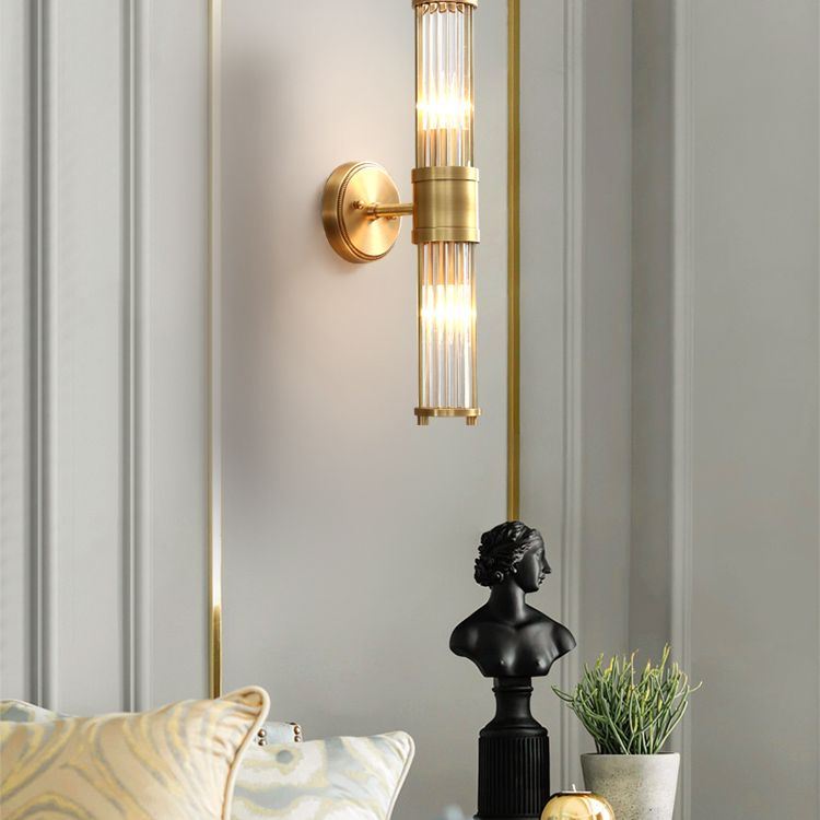 Arisha LED Applique Murale Cylindrique Vintage Métal/Verre Or