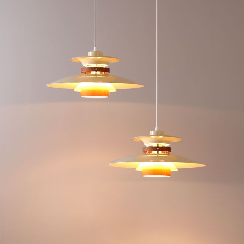Valentina Suspension Bol Moderne, Métal, Blanc/Bois/Marron, Salon