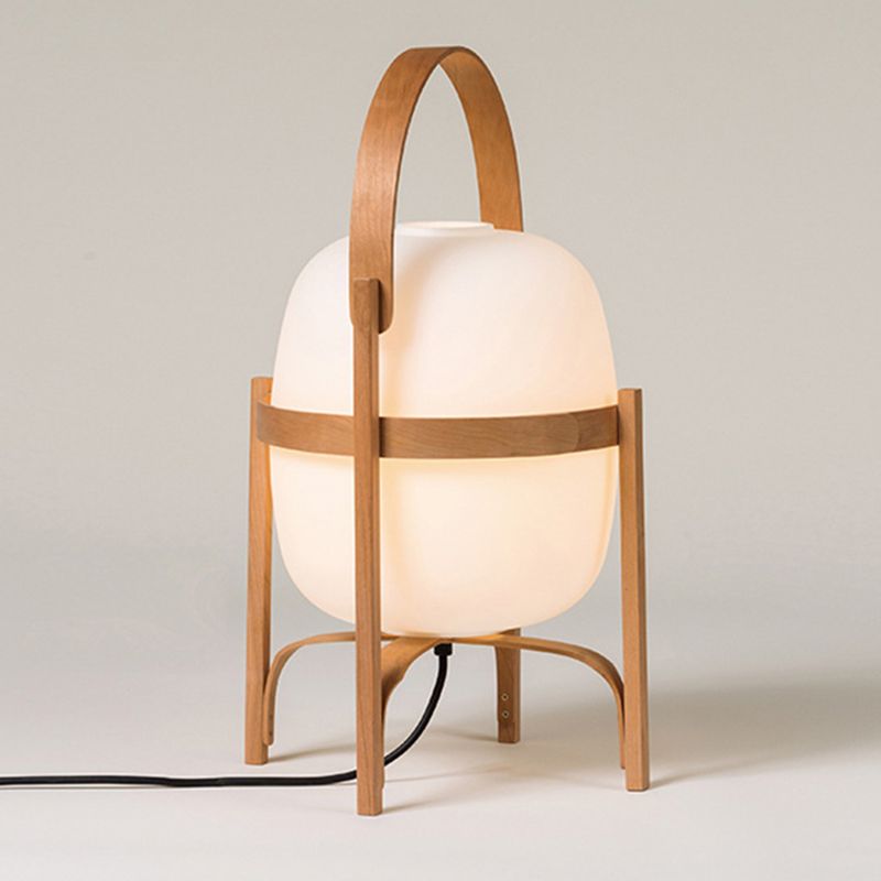 Muto Lampadaire Lanterne Moderne, Bois/Verre, Blanc/Bois, Salon
