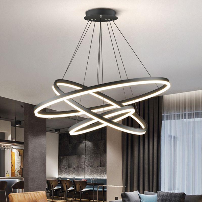 Arisha Suspension Anneau Moderne, Métal/Acrylique, Noir/Blanc, Salon