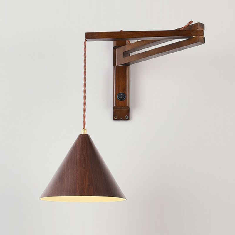 Muto Design Applique Murale Conique Vintage LED Bois Noyer/Bois Chambre
