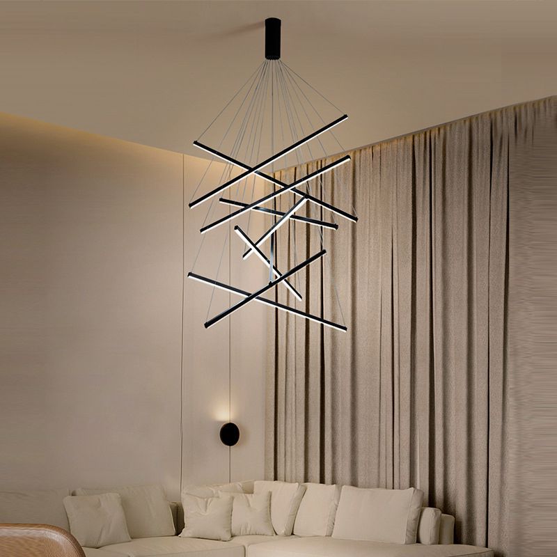 Arisha Luminaires Suspensions Linéaire Simple LED Moderne Métal Ferreux Salon