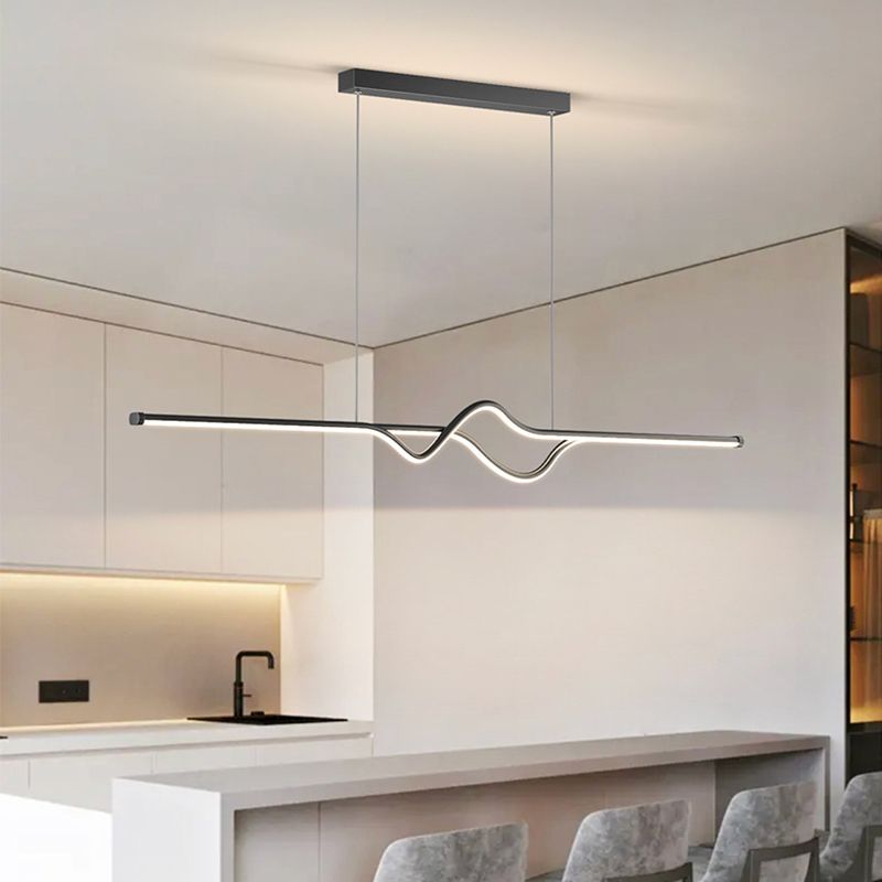 Arisha Suspension Linéaire Minimaliste, Noir/Blanc/Gris, Salon