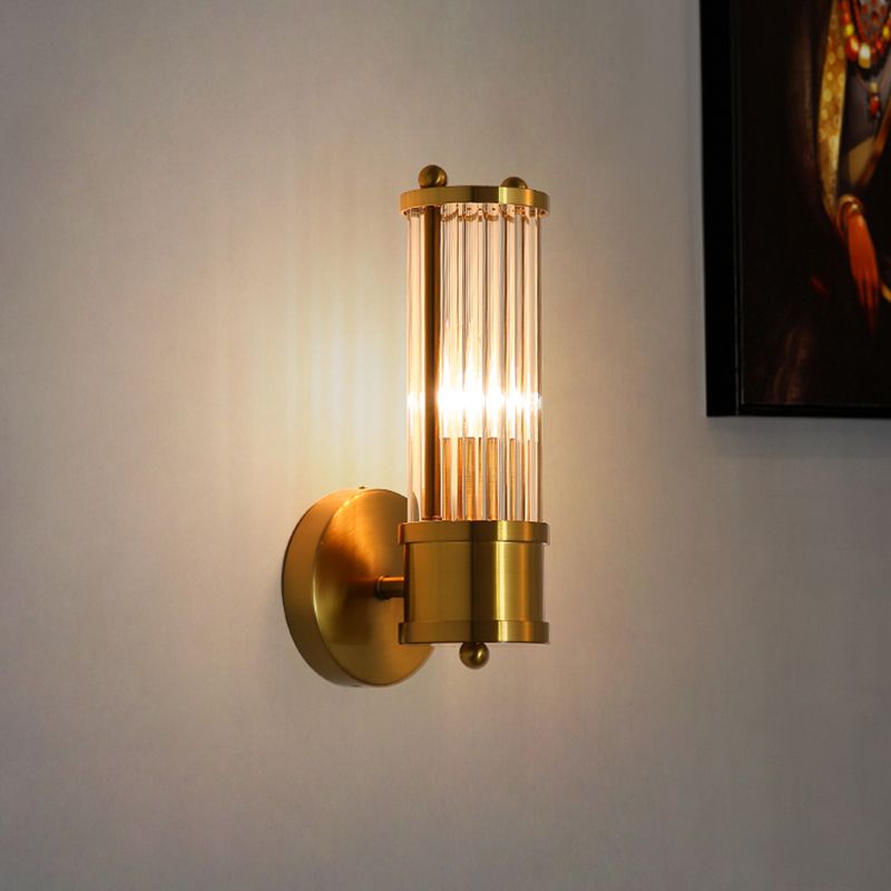 Arisha LED Applique Murale Cylindrique Vintage Métal/Verre Or