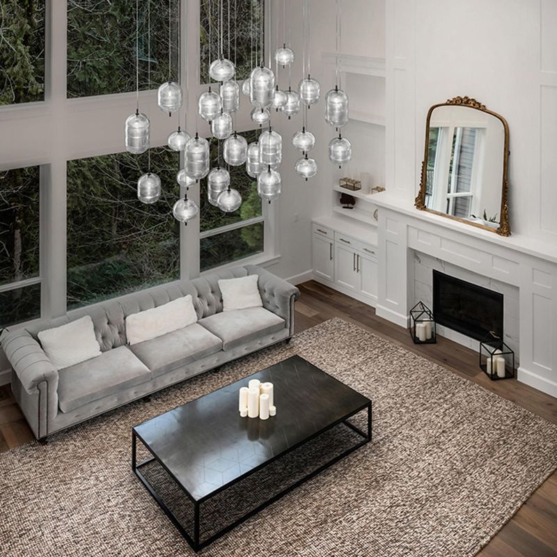 Valentina Suspension Globe Moderne, Verre/Métal, Noir/Or, Chambre