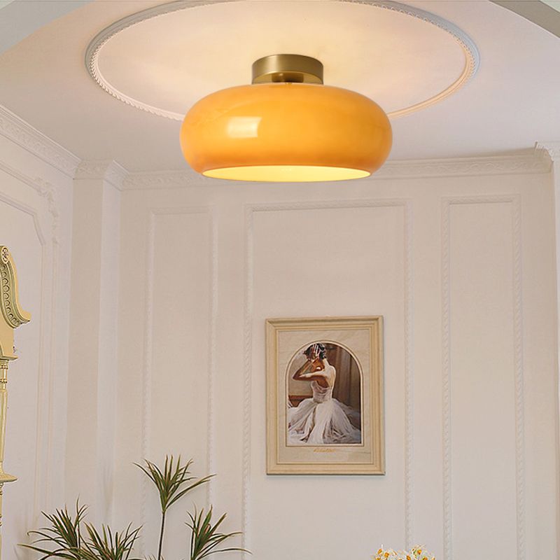 Valentina Plafonnier Rond Moderne, Métal/Verre, Orange/Blanc, Salon