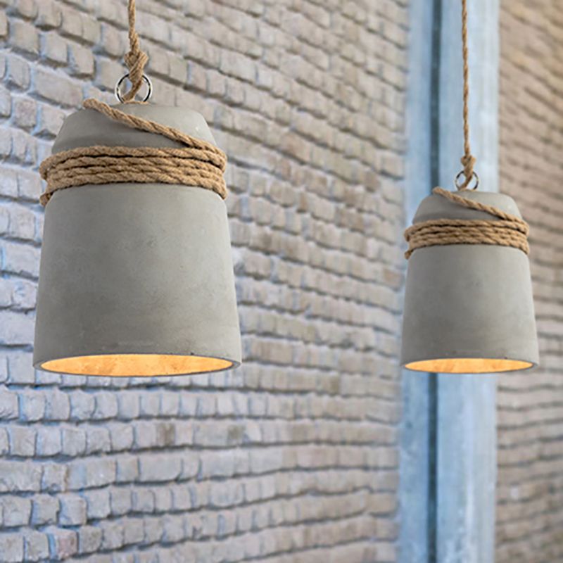 Arisha Luminaires Suspensions Cylindre Industriel Métal/Ciment Gris Chambre/Salon