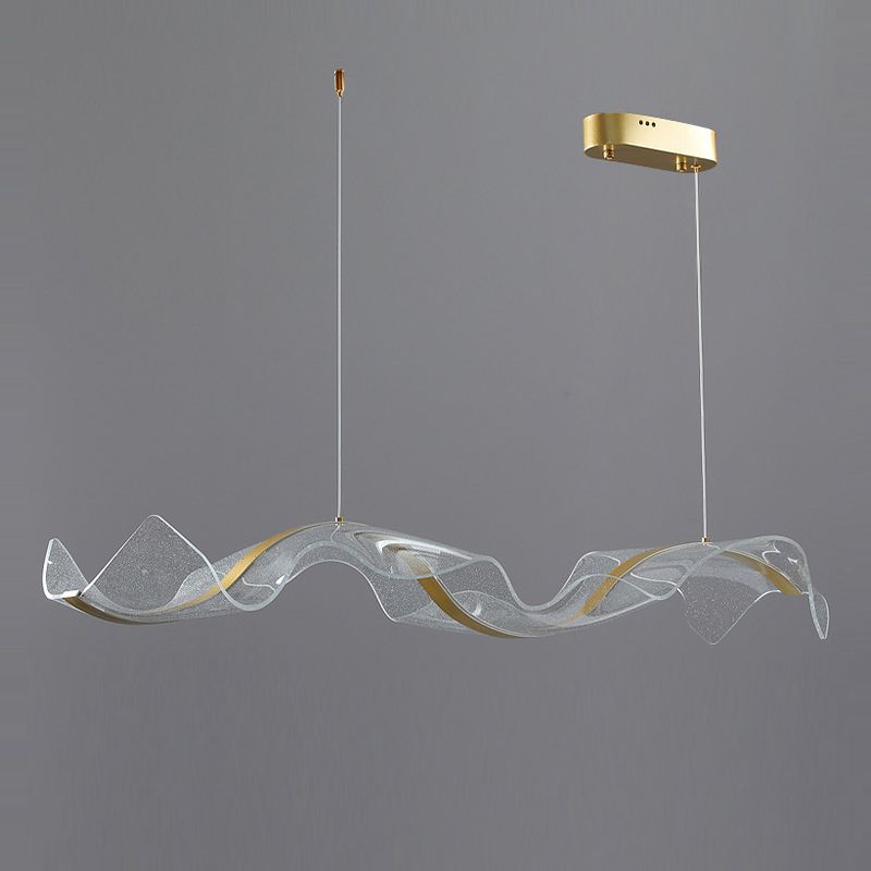 Kristy Luminaires Suspensions Vague Moderne Métal/Acrylique Blanc/Doré Salon