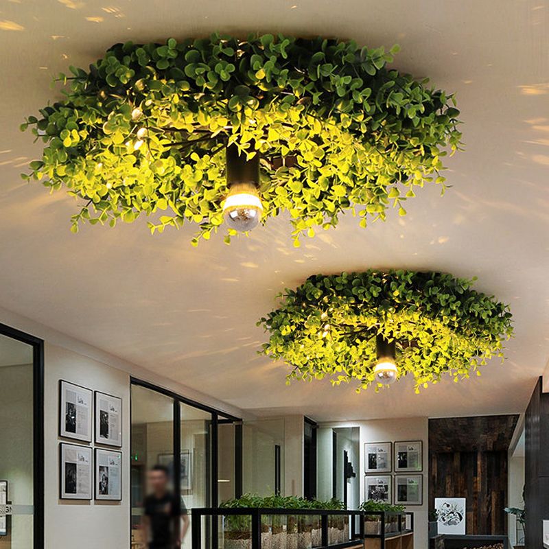 Ritta Plafonnier Touffe d'Herbe Vintage, Herbe Artificiel, Vert, Salon