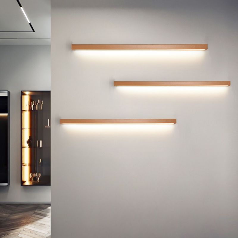 Muto Applique Murale Miroir Linéaire Minimaliste Bois Salon
