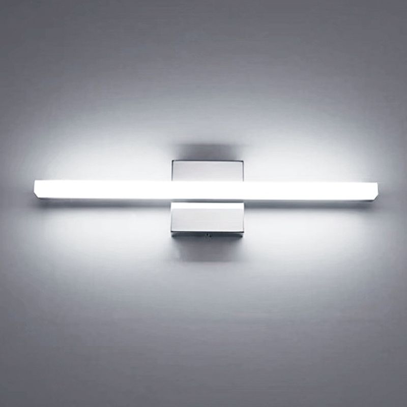Ray Applique Murale LED Linéaire/Rectangulaire, Métal/Acrylique, Noir/Argent, Salle de Bain
