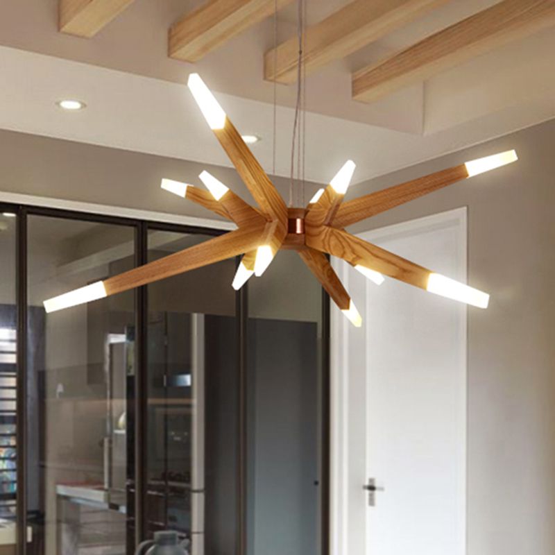 Muto Luminaires Suspensions Inégale Spoutnik Design Bois/Acrylique Chambre à Coucher