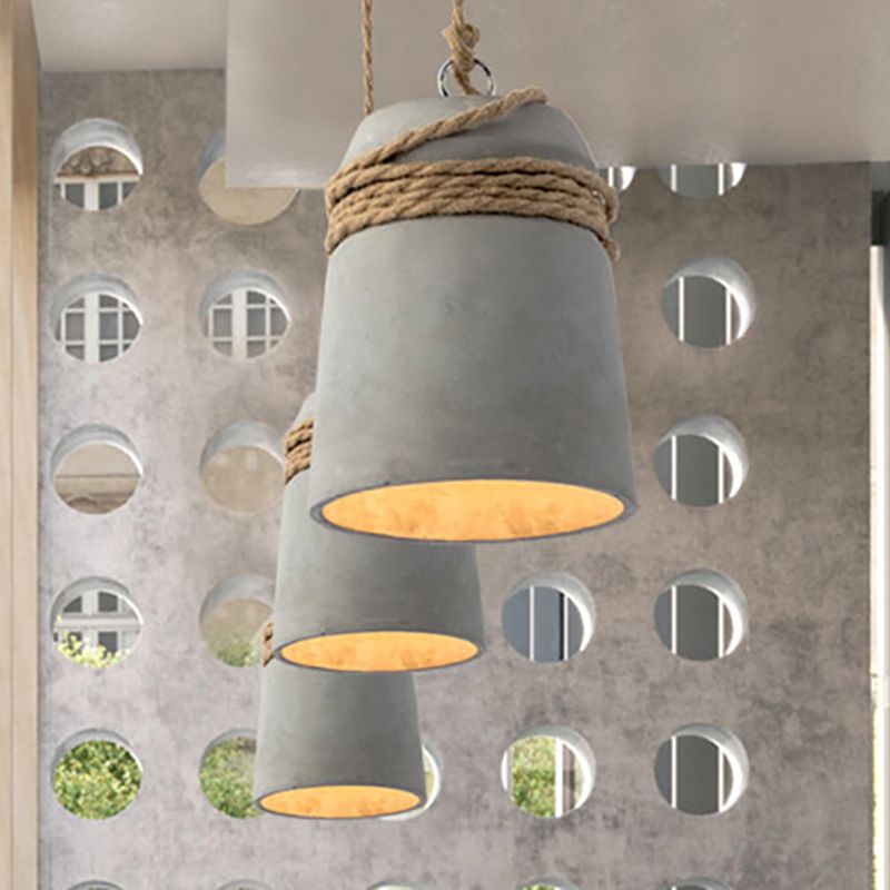 Arisha Luminaires Suspensions Cylindre Industriel Métal/Ciment Gris Chambre/Salon