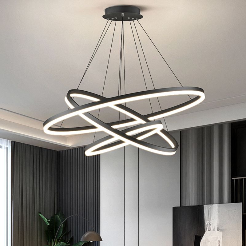 Arisha Suspension Anneau Moderne, Métal/Acrylique, Noir/Blanc, Salon
