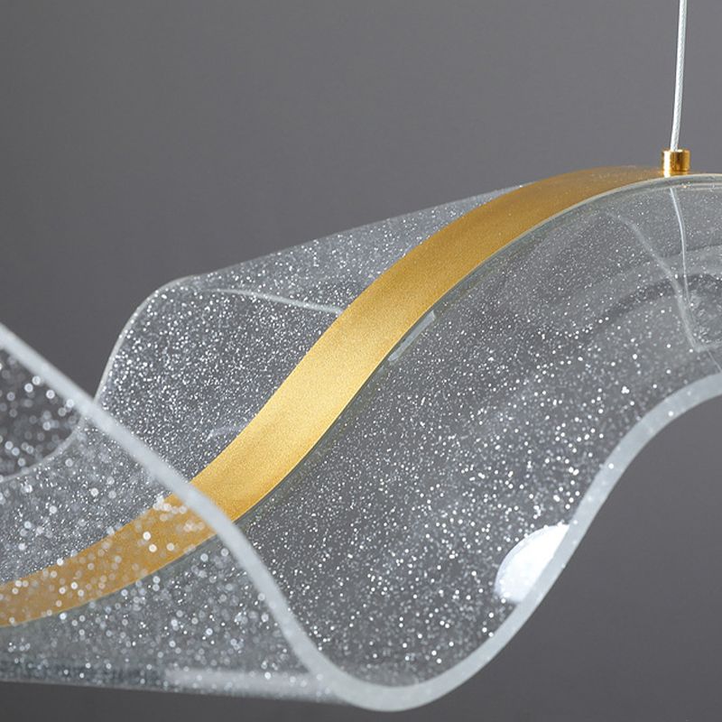 Kristy Luminaires Suspensions Vague Moderne Métal/Acrylique Blanc/Doré Salon