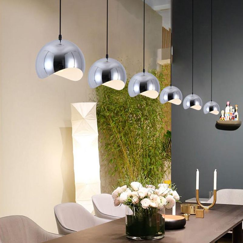 Arisha Luminaires Suspensions Dôme Moderne Métal Noir/Rose Rouge/Chromé Salon