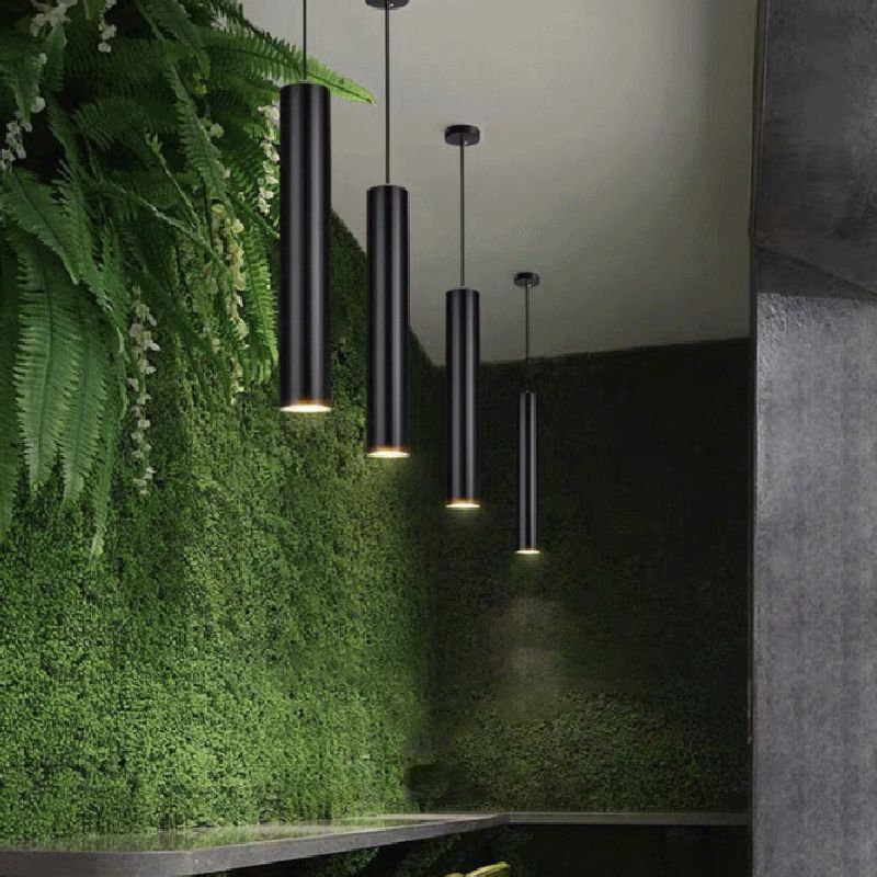 Ray Suspension Cylindre Moderne, Métal, Noir, Salon