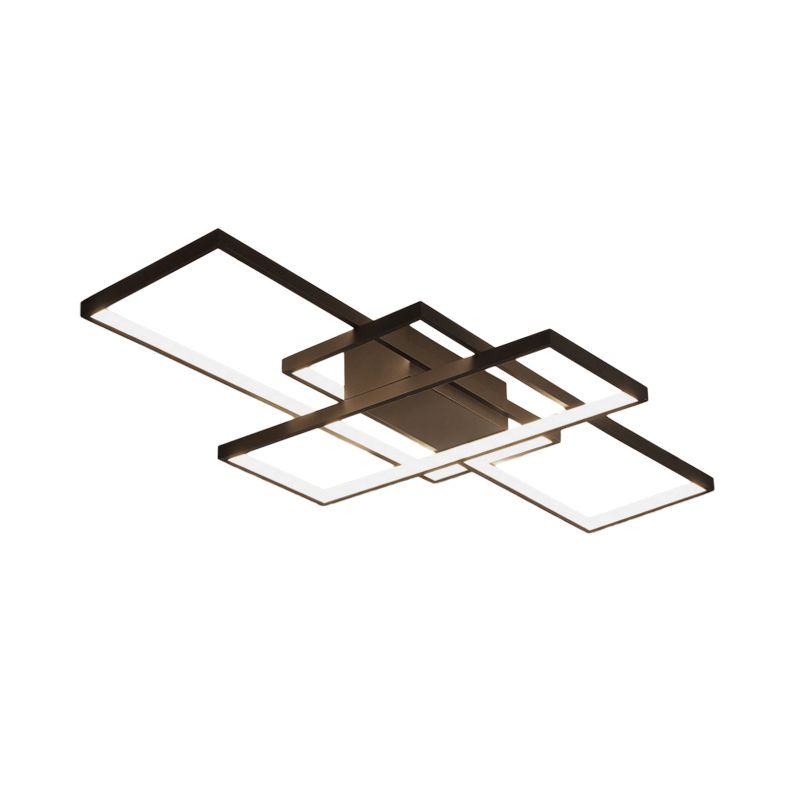 Arisha Plafonnier Rectangle Moderne, Métal/Gel de Silice, Noir/Blanc, Salon