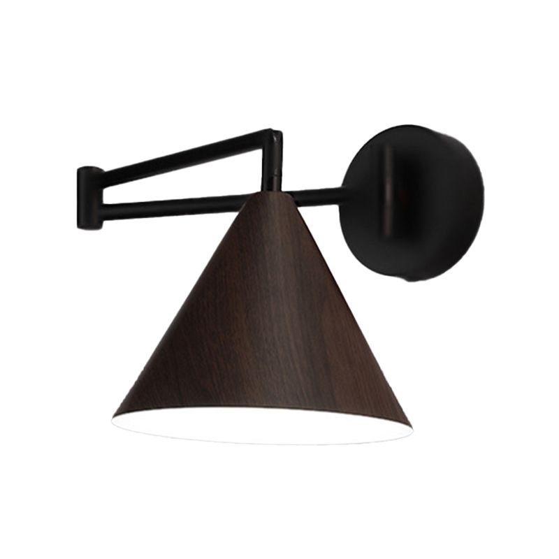 Muto Applique Murale Ajustable Conique, Métal, Marron/Bois, Chambre