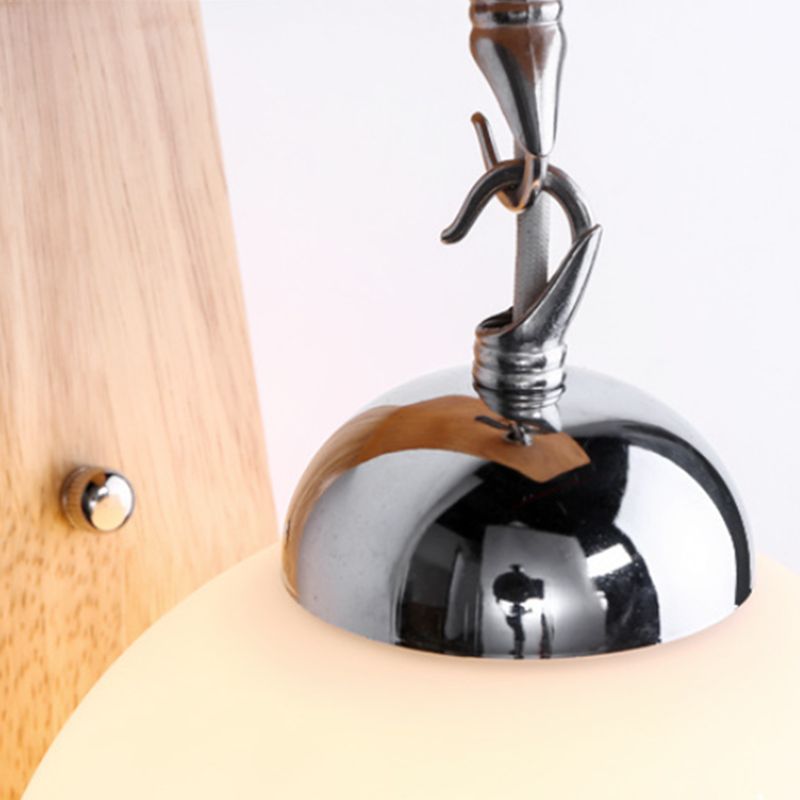 Muto Applique Globe Scandinave, Bois/Verre/Métal, Beige, Salon