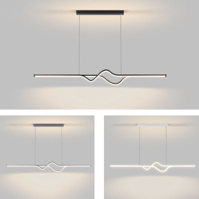 Arisha Suspension Linéaire Minimaliste, Noir/Blanc/Gris, Salon