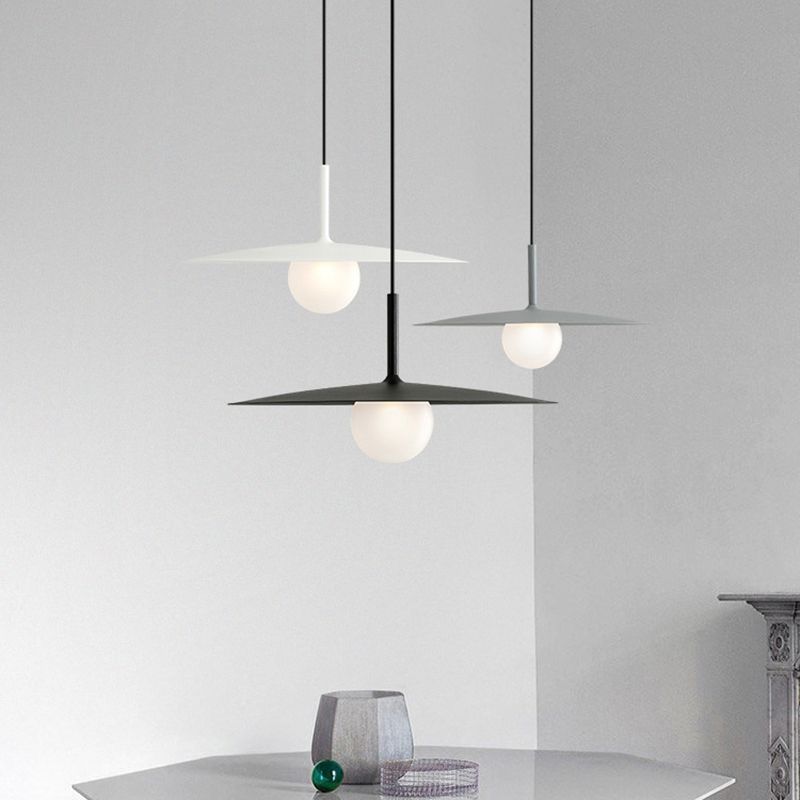 Arisha Suspension Dôme Moderne, Métal /Verre, Noir/Blanc/Grise, Chambre