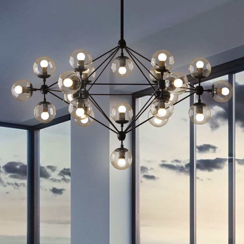 Valentina Lustre Industriel, Metal/Verre, Noir, Chambre