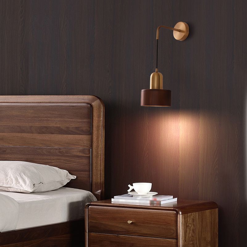 Muto Applique Murale Cylindrique Vintage, Métal/Bois, Salle de Bain
