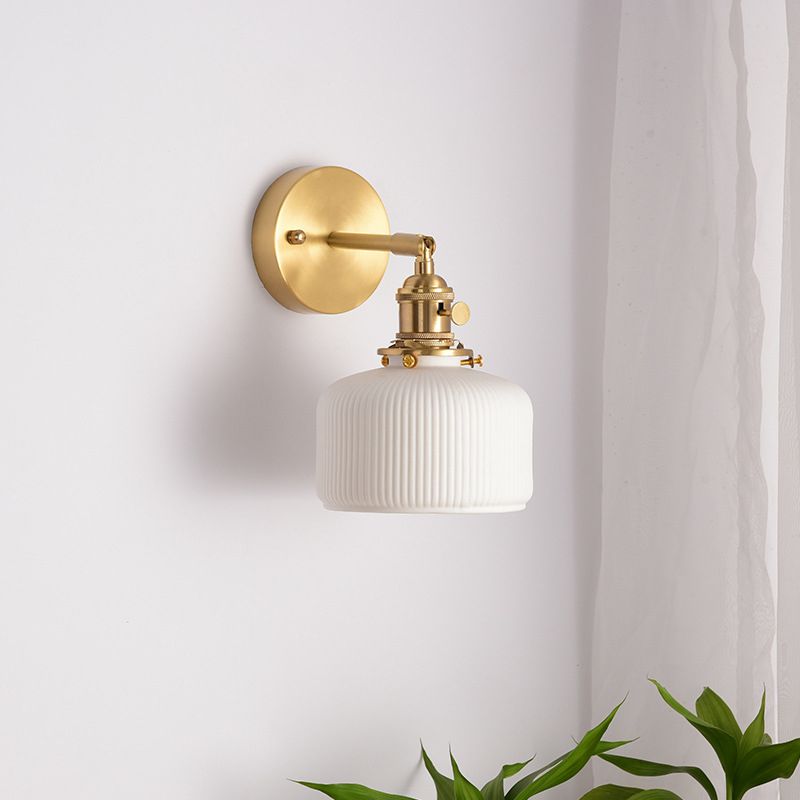 Arisha Applique Murale Géométrique Vintage, Métal/Céramique, Blanc, Chambre