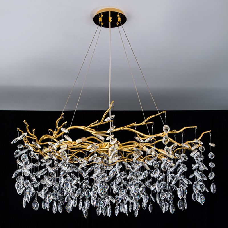 Kristy Lustre Branche Moderne Cristal/Métal Doré Salon