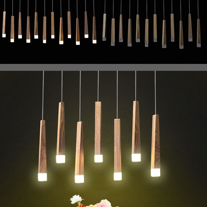 Muto Linéaire LED Suspension Bois/Acrylique Chambre à coucher Salle à manger