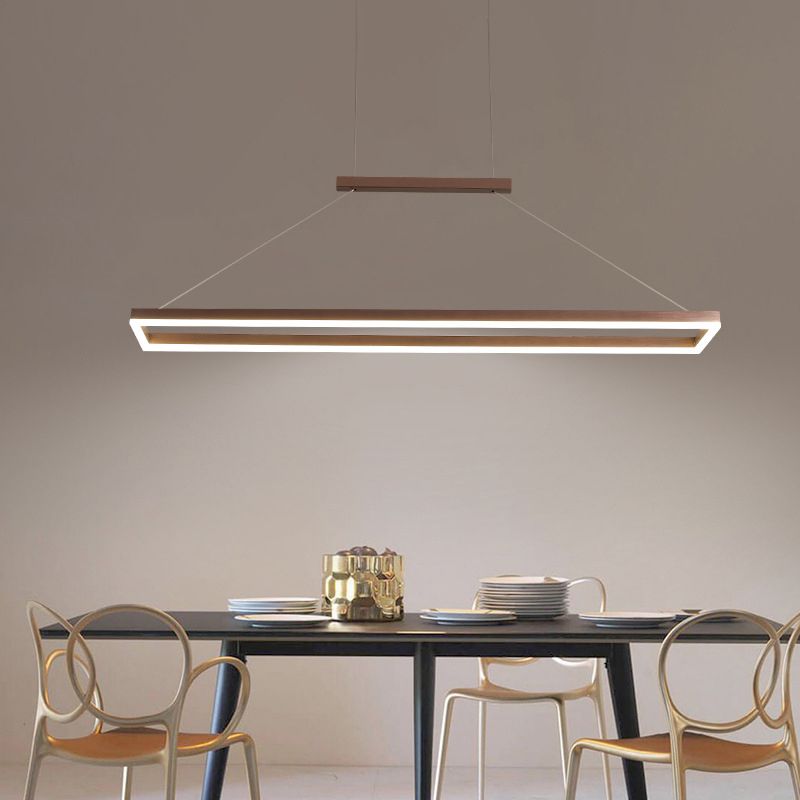 Ray Suspension Rectangulaire Contemporaine, Metal, Café/Or, Chambre