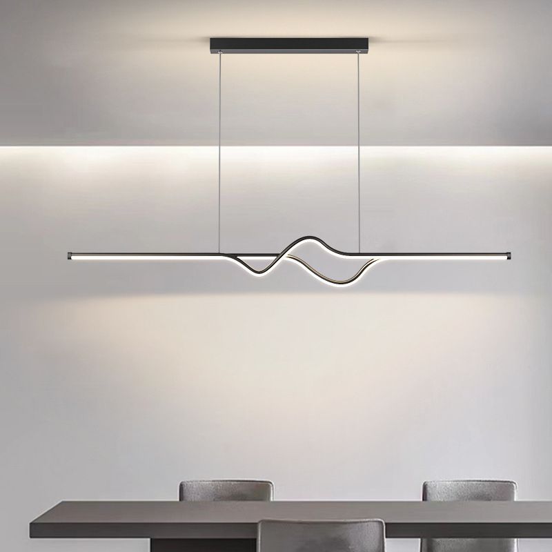 Arisha Suspension Linéaire Minimaliste, Noir/Blanc/Gris, Salon