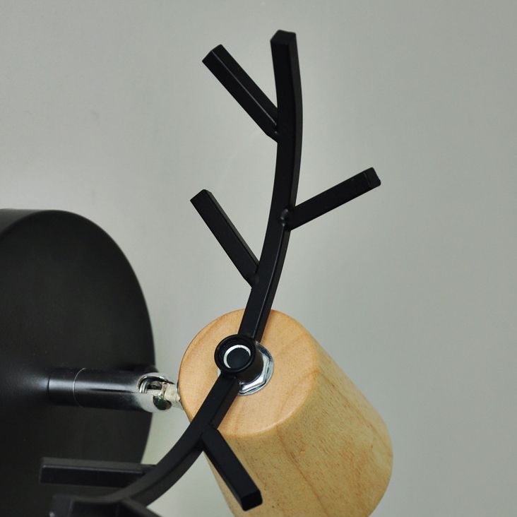 Muto Applique Murale Cerf Moderne, Bois/Verre, Blanc/Noir, Salle à Manger