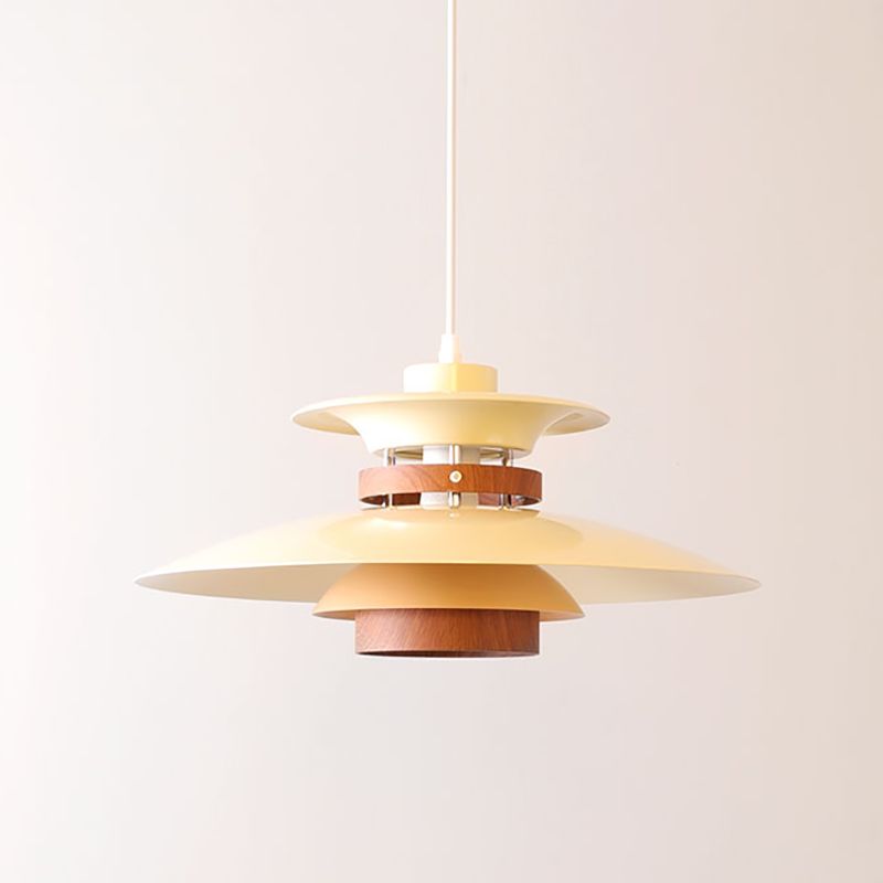 Valentina Suspension Bol Moderne, Métal, Blanc/Bois/Marron, Salon