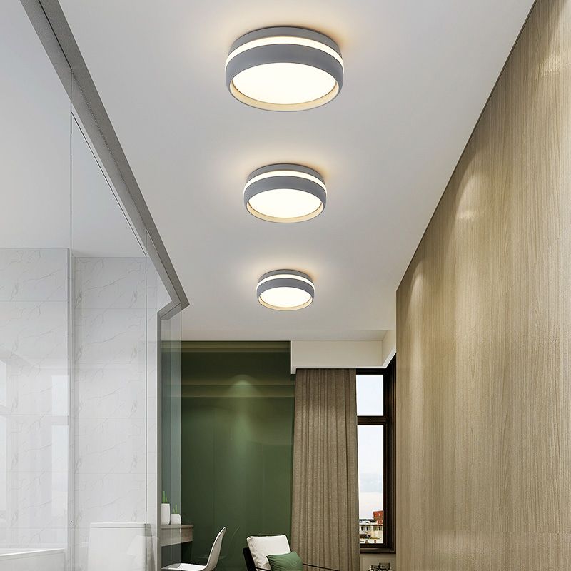 Arisha Plafonnier Rond Moderne, Métal, Noir/Gris, Salon