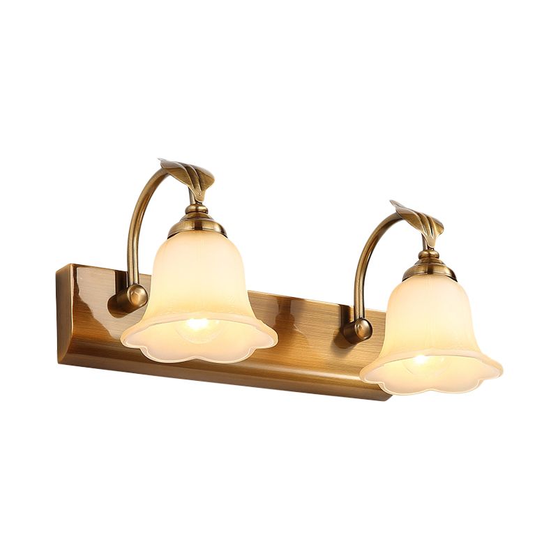 Ray Applique Murale Miroir Fleur Rétro, Métal/Verre, Or, Salle de Bain