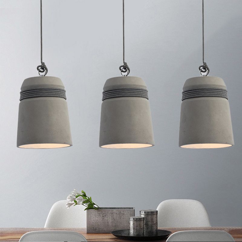 Arisha Luminaires Suspensions Cylindre Industriel Métal/Ciment Gris Chambre/Salon