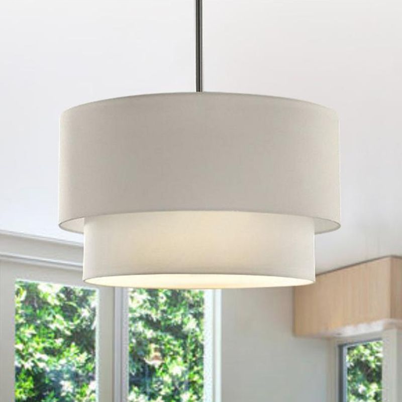 Ritta Moderne LED Suspension Blanc Noir Métal Tissu Salon Chambre à coucher