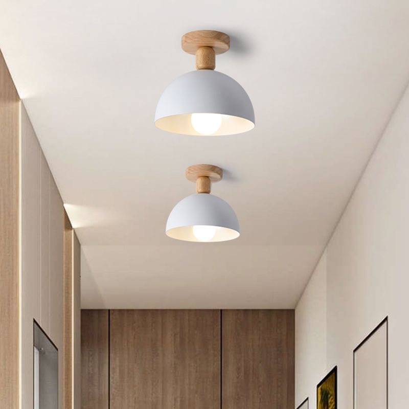 Muto Dôme Moderne LED Plafonnier Blanc/Gris Bois/Métal Salle d'étude