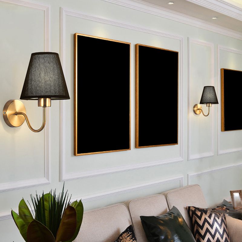 Tiffany Applique Murale Géométrique Nordique, Métal/Tissu, Noir/Blanc/Café/Lin, Chambre