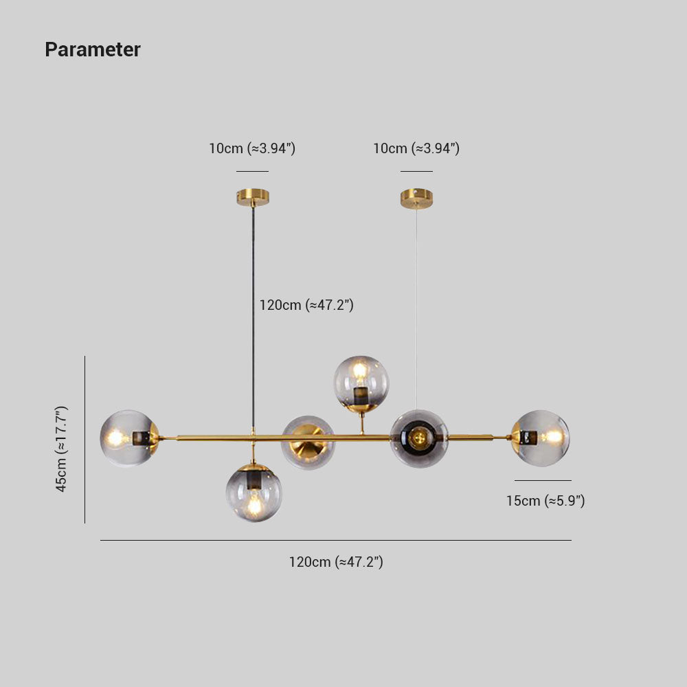 Valentina Moderne LED Suspension Globe Métal Verre Salon Cuisine