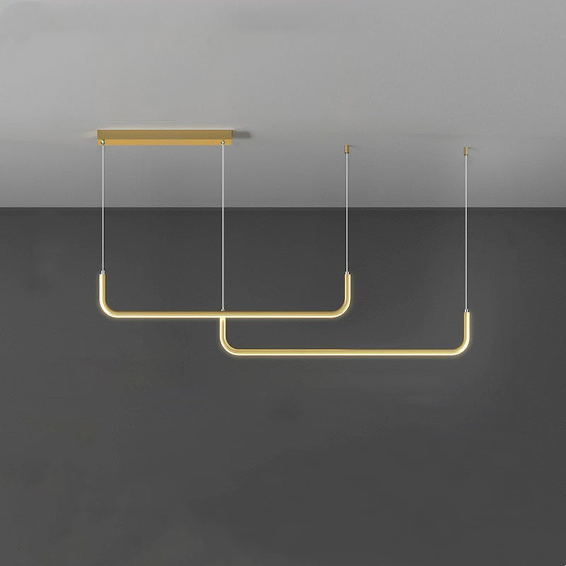 Arisha Suspension Linéaire Minimaliste Or/Noir, Salon