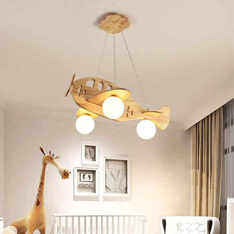 Aria Luminaires Suspension Avion Moderne, Bois, Chambre d'Enfant/Salon